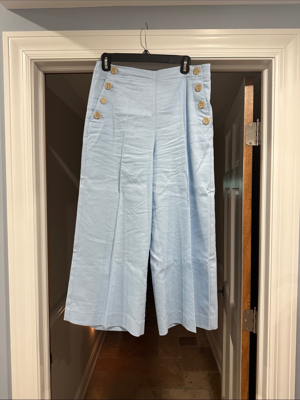 Ann Taylor Light Blue Wide Leg Sailor Button Pants